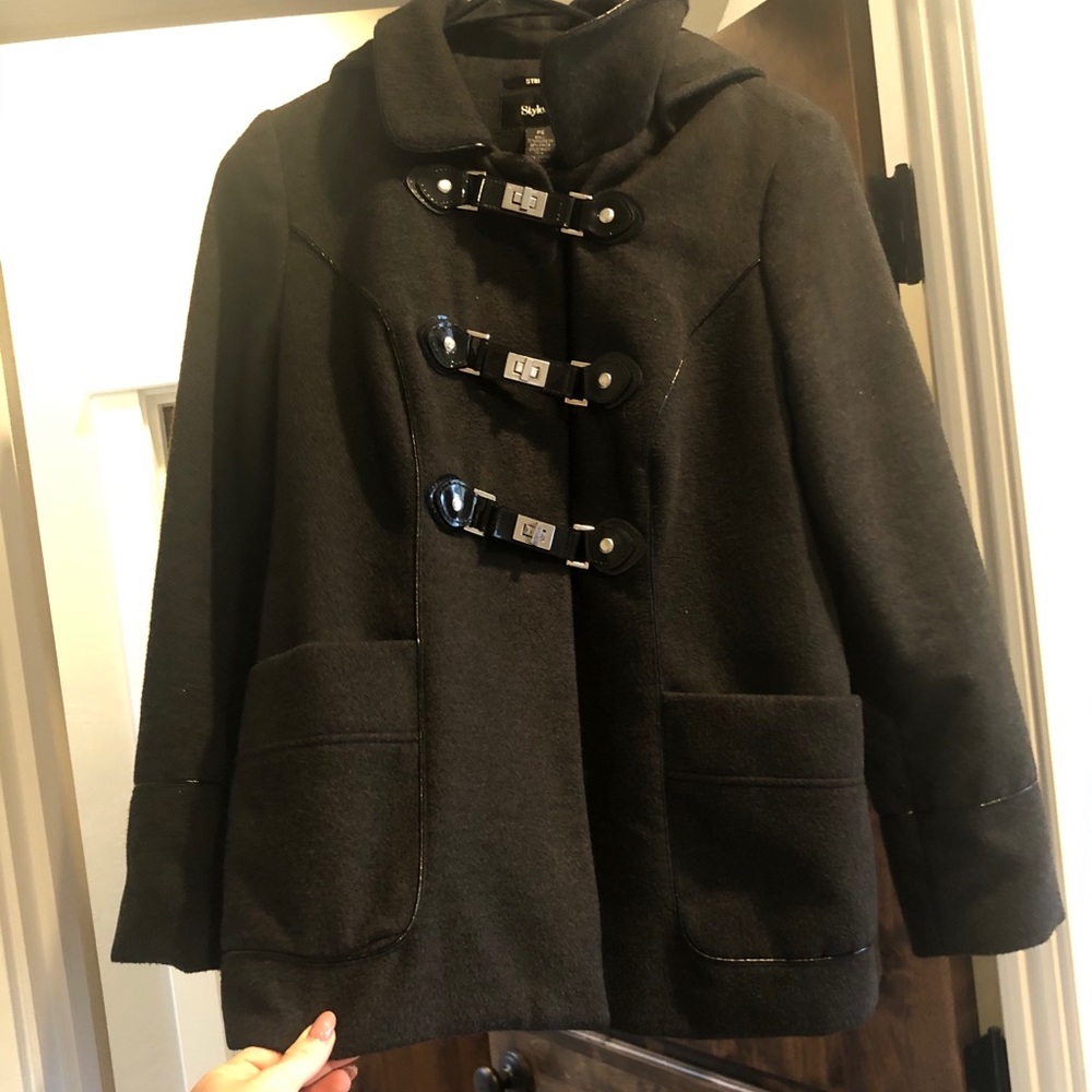 Peacoat with detachable hood pea coat